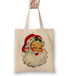 Yılbaşı Yeni Yıl Konseptli Noel Baba Bez Çanta Uzun Saplı
