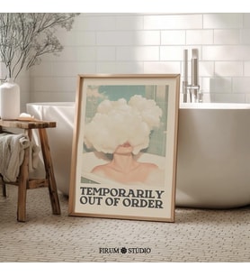 Geçici Olarak Kullanım Dışı Komik Banyo Duvar Sanatı, Retro Pastel