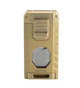 Quantoro Üç Torch Pürmüz Easy S/İğneli/Delicili Gold Metal Puro Çakmağı - TRZ1201