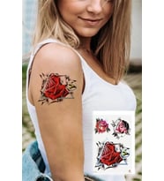 Caş Dekorasyon Üçgen Gül Geçici Dövme Tattoo