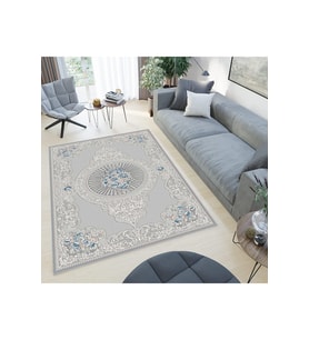 Rovigo Home Dijital Baskı Yıkanabilir Kaymaz Taban Salon Halısı RVG0477 (Gri)