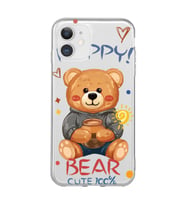 Iphone 11 Uyumlu Happy Bear Tasarımlı Şeffaf Telefon Kılıfı