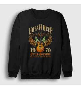 Presmono Unisex Siyah Guitar Uriah Heep Sweatshirt 438330tt