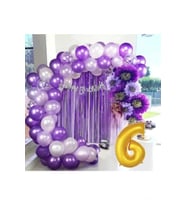 6 YAŞ LÜX MOR LİLA BALON ZİNCİR SET DOĞUM GÜNÜ PARTİ SETİ SÜSÜ