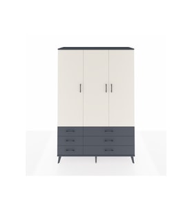 Hyperion Dolap 5 Raflı 6 Çekmeceli Tek Askılı 132x44x195 Antrasit-Aytaşı/Antrasit