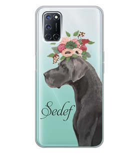 Oppo Çiçekli Köpek Tasarımlı Şeffaf Telefon Kılıfı