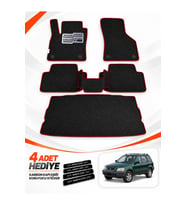 e-biz HONDA CRV 2 (2002-2006) Uyumlu EVA Oto Paspas Bagaj Paspası Dahil Metal Topukluklu Siyah-Bordo