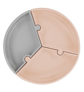 Puzzle Vakum Tabanlı Silikon Tabak Bubble Beige / Powder Grey