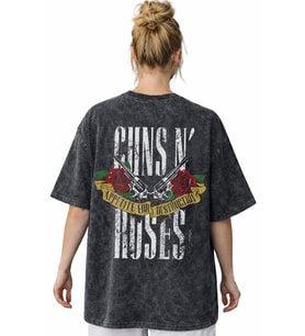 Tasarım Guns N' Roses Rock Metal Müzik Grubu Sırt Baskılı Unisex Oversize Vintage Yıkamalı Tişört