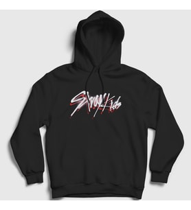 Presmono Unisex Siyah Logo V2 Stray Kids Kapüşonlu Sweatshirt 122850tt