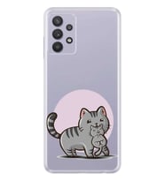 Kılıfland Samsung Galaxy A32 Kılıf Silikon Resimli Kapak Mom Cat And Son Stok 421