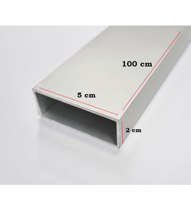 Alüminyum Kutu Profil Alüminyum Dikdörtgen Profil 1,2 mm Kalınlık ( 2 cm X 5 cm x 100 cm )