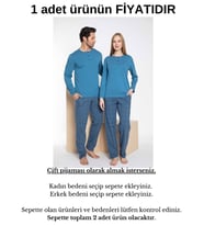 Çift Sevgili Eş Kombin Mavi Ekose Desen Modal Uzun Kol Pijama Takımı