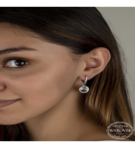 S-warovski Crystal Taşlı Gümüş Beyaz Sallantılı Kadın Küpe
