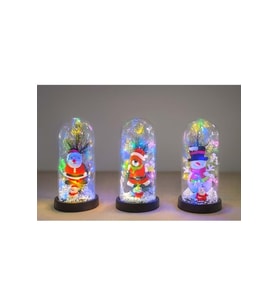Kişiye Özel Yılbaşı Temalı Işıklı Dekoratif Cam Fanus - 19x9cm