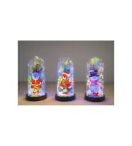 Kişiye Özel Yılbaşı Temalı Işıklı Dekoratif Cam Fanus - 19x9cm