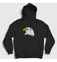 Presmono Unisex Beyaz Eagle Kartal Kapüşonlu Sweatshirt 314120tt (Siyah)