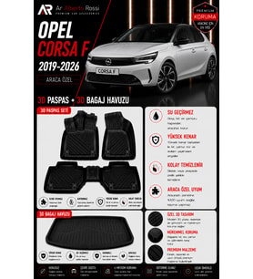 OPEL CORSA F 2019-2026 Araca Özel 3D Paspas + 3D Bagaj Havuzu