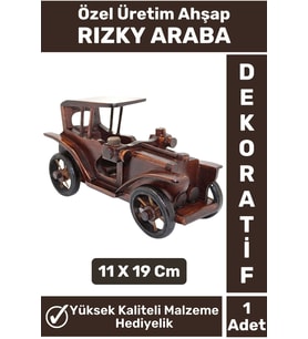 Premium Seri Yüksek Kaliteli Dekoratif Hediyelik Biblo Süs Araba Ahşap RIZKY ARABA