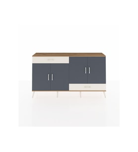 Arges Konsol 5 Raflı 2 Çekmeceli 4 Kapaklı 176x30x99 Çam-Antrasit/Aytaşı