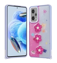 Xiaomi Redmi Note 12 Pro 5G Kılıf Parlayan Sıvılı Simli Kabartma Figürlü Redclick Cevze Kapak
