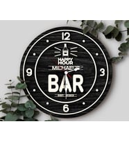 BK Gift Barlara Özel Dekoratif Siyah Ahşap Duvar Saati 35cm-17 , Bar Duvar Saati , Cafe Duvar Saati , Özel Ahşap Saat