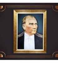 Özel Seri Paspartulu Çerçeveli Atatürk Tablo l681 (Gold)