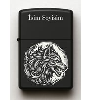 Canavar Desenli Kişiye Özel İsimli Siyah Benzinli Metal Çakmak