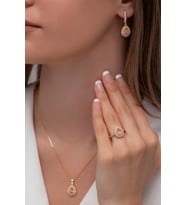 AgaKulche Damla Model Gümüş Takı Seti Gold S60-GP (925)