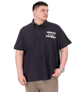 Mode XL Büyük Beden Erkek T-Shirt Polo Yaka YOURSELF U25310 Lacivert