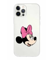 Apple iPhone 12 ProMax Uyumlu Kapak Minnie Mouse Tasarımlı Şeffaf Silikon Kılıf