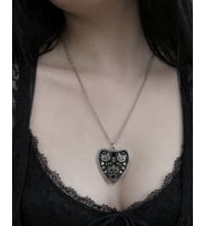 Gotik Tarot Kedi Figürlü Siyah Gümüş Renk Zincir Unisex Kolye