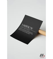 Ambition Tanım Posteri, Çerçevesiz Yüksek Kalite Duvar Afişi - Motivasyon Hediyesi