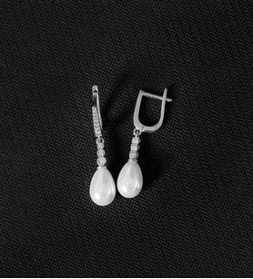 925 Ayar Gümüş Süzme Damla İnci Küpe (Rodyum)