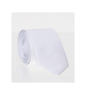 Beyaz Slim Fit Düz Renk Dokuma Kravat / DDK-49