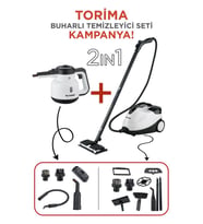 Torima CB902A - CB08C Paket Buharlı Temizleyiciler Ek Aparatlı Çok Amaçlı Ev Zemin, Araba Temizleme (Beyaz)