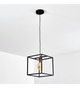 RİOLIGHT RETRO,MODERN,RUSTİK KÜP METAL TEKLİ SARKIT AVİZE 25CM X 25CM