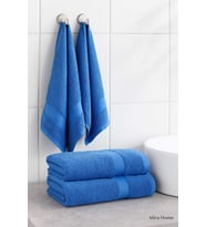 4 Parça Ekonomik Banyo Havlu Takımı %100 Pamuklu Quickdry Mavi Mavi (Çok Renkli)