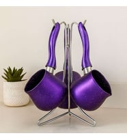 Granit Çelik Cezve Seti 4'lü (230/280/380 ml) Metal Standlı