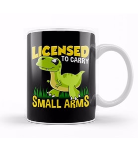 Licensed To Carry Small Arms Funny Dinosaur Pun Kupa Bardak Porselen