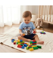 Erkek Bebek Ayıcık Baskılı Tişört Şort Takımı - 6-18 Ay (Mavi)