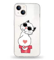 Apple iPhone 13 Mini Uyumlu Kapak Coolcat Tasarımlı Şeffaf Silikon Kılıf