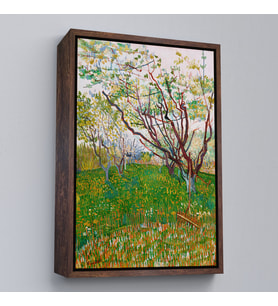 Çerçeveli Vincent van Gogh - Meyve Çiçekleri Tablosu (Kahverengi)