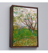 Çerçeveli Vincent van Gogh - Meyve Çiçekleri Tablosu (Kahverengi)