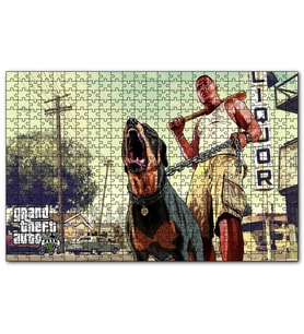 Cakapuzzle GTA 5 Franklin ve Chop  Puzzle Yapboz MDF (Ahşap) (120 Parça)