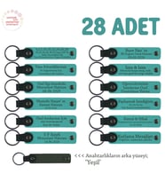 Özel Mevlitleriniz İçin İsim Ve Yazı Yazılabilen 28' li Anahtarlık Hediye Set, Koyu Turkuaz & Yeşil