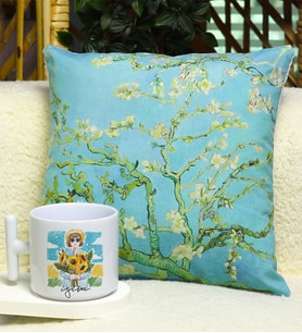 Van Gogh Art Yastık & Kupa Hediye Seti (Açık Mavi)