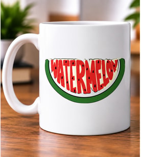 Watermelon Yazılı Karpuz Desenli Meyve Severlere Hediye Porselen Kupa Bardak