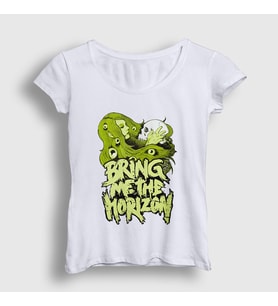 Presmono Kadın Beyaz Green Bring Me The Horizon T-Shirt 20920tt