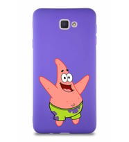 Samsung Galaxy J7 Prime 2 Soft Premier Kapak Patrick Yıldız Tasarımlı Silikon Kılıf - Mor (Şeffaf)